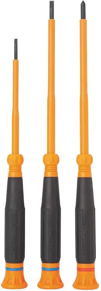 Klein Tools 85613INS Mini Precision Screwdriver Set, 1000V Rated Insulated Screwdrivers, #1 Phillips, 3/32, 1/8-Inch Slotted Tips, 3-Piece