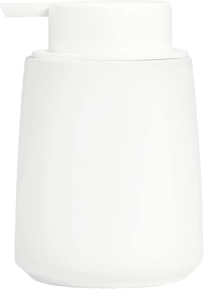 12Oz White Soap Dispenser - Modern Ceramic Lotion Hand Soap Dispenser with Easy-to-Press White Pump, Reusable and Refillable Liquid Dish Soap Dispensers for Bathroom, Kitchen (Rubber Paint)