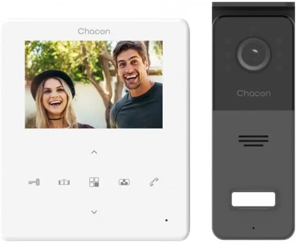 CHACON Video-Türsprechanlage, kabelgebunden, 4,3 Zoll (10,9 cm), Touchscreen (4 Drähte)