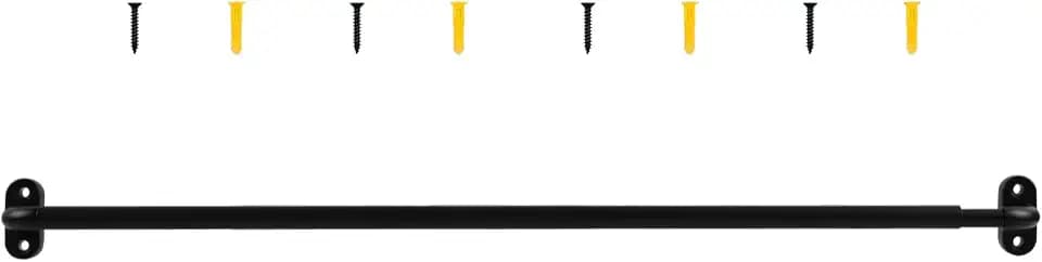 TYRON 1 Pack French Door Curtain Rod Adjustable 30-40 Inch, Black