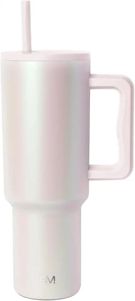 Simple Modern Tumbler with Handle and Straw | 40oz | Pearlescent