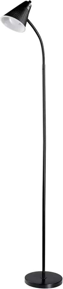 Globe Electric x Novogratz 12708 59" 1-Light LED Integrated Floor Lamp, Matte Black, Plastic Mesh Shade, E26 Bulb Included, Adjustable Spotlight, Modern Standing Light for Bedroom or Office