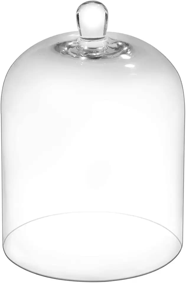 10" Tall Large Handmade Sturdy Glass Cloche, Dia 7.3" H 10.6", For Terrarium, Plants, Trinkets, Cakes, Figurines, LED Light String, Candle. Cloche Glass Dome, Bell Jar Display Case (1, 7.5 * 10.6")
