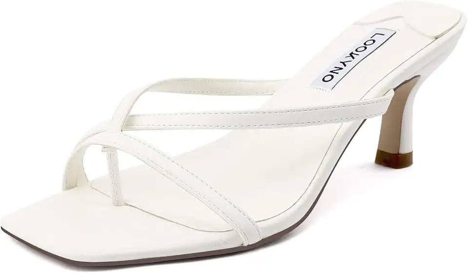 Strappy Kitten Heel Thong Sandals Women Square Open Toe Low Heel Flip Flops