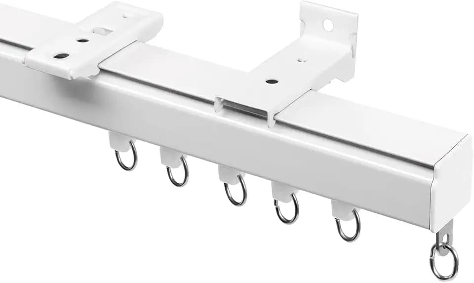 Smooth Ceiling Curtain Track with Roller Hooks, White, 3ft-6ft