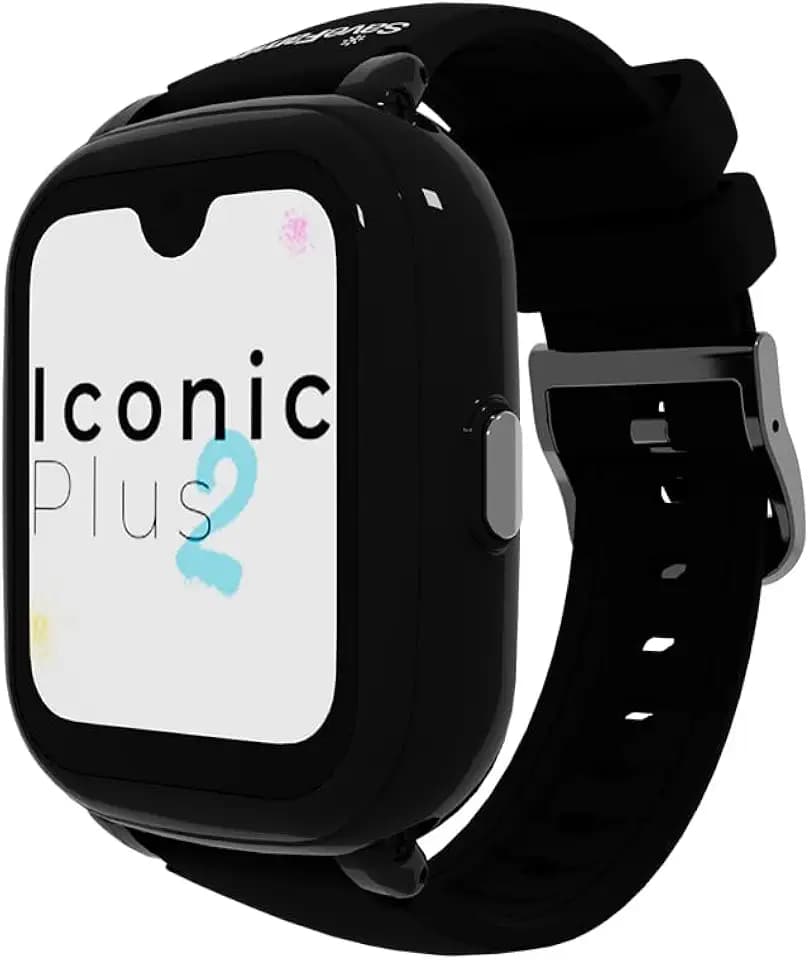 SaveFamily Iconic 2 Plus 4G. Smartwatch voor kinderen. Videogesprek, Video, Beller-ID, Muziek, Bluetooth, App Store, Whatsapp. GPS-kinderhorloge, Camera, SOS, waterdicht (Iconic 2 Plus, Gotham Black)