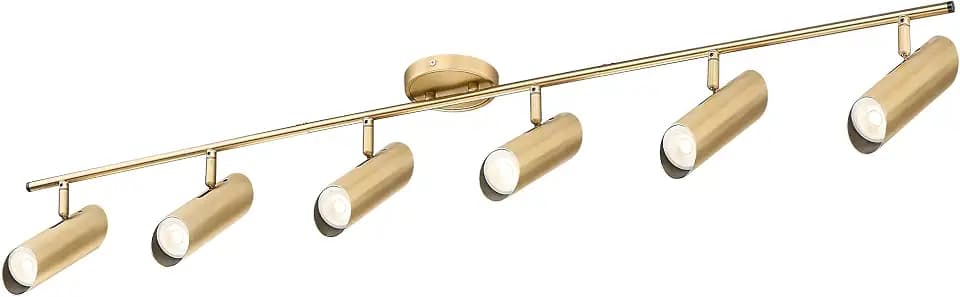 FEMILA LED Track Lighting, 50" Track Lighting Fixtures, Rotatable Kitchen Track Lights, Brass Gold Finish, GU10 Base, 4FS79TL-6 BG