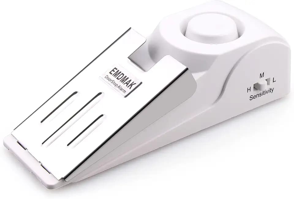 EMDMAK Door Stop Alarm with 120DB Siren Door Stop for Home & Travel (White) (Pack of 1)