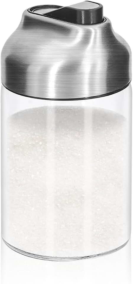Aelga Glass Sugar Dispenser with Pour Spout, Weighted Pourer, Coffee Bar Accessories for Coffee, Tea and Baking