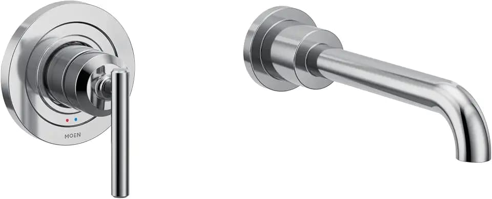Moen Gibson Single Handle Wall Mount Tub Filler High Flow Tub Faucet with 10" Spout Reach, Chrome, WT961