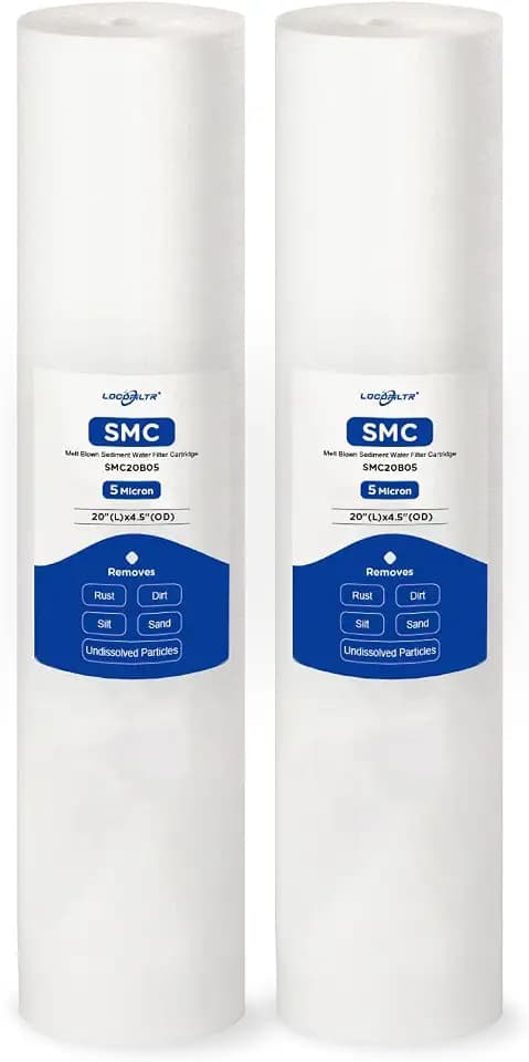 5 Micron 20" x 4.5" PP Whole House Water Filter Cartridge, 2 Pack