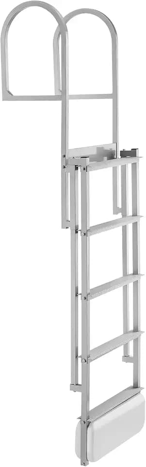 VEVOR Retractable Dock Ladder, 5 Steps, Aluminum Alloy Pontoon Boat Swim Ladder with Auto-Lift Float, Non-Slip Wide Steps, Adjustable Height, 500 lbs Weight Capacity, for Lake Swimming, Pool, Boat