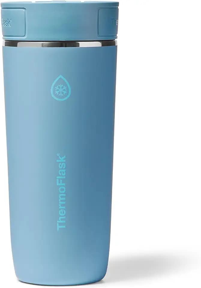 ThermoFlask Stainless Steel Travel Coffee Tumbler with Sip-N-Lok Auto-Seal Lid (16 oz, Shaded Teal) - Leakproof Insulated Mug for Coffee & Tea