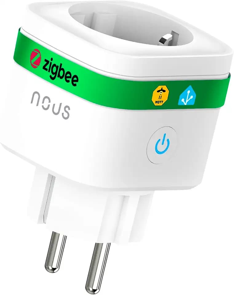 NOUS A7Z ZigBee Smart Steckdose mit Energieüberwachung, 16A, App- & Sprachsteuerung, Zeitplan & Timer, Kompatibel mit Alexa, Google Home, Home Assistant, Tuya, ZigBee-Hub Erforderlich, 1 Pack