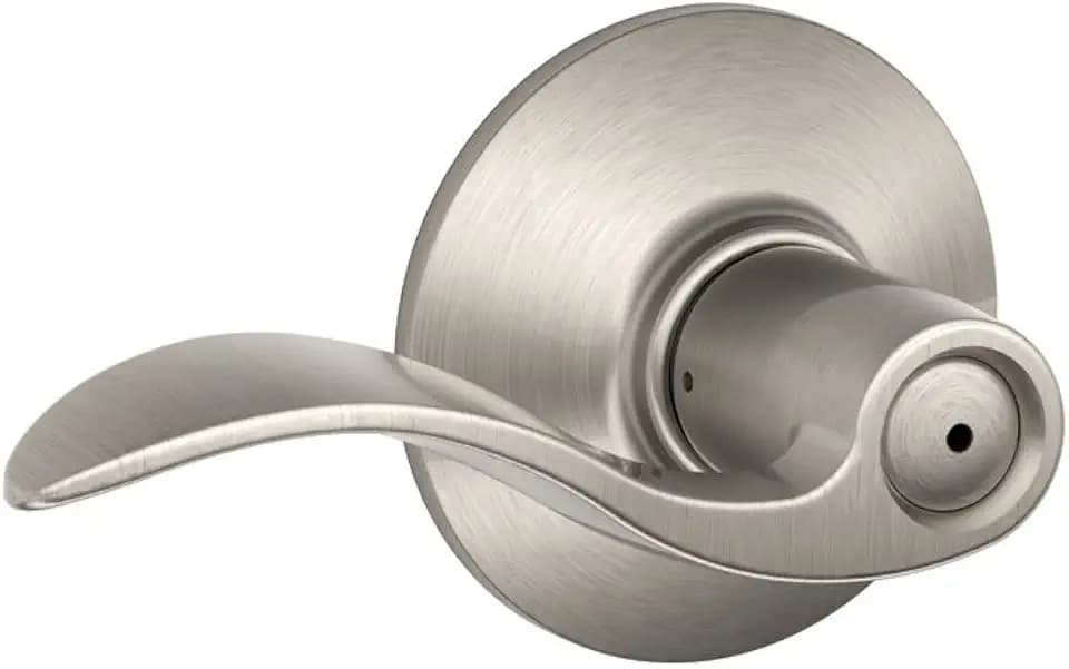 SCHLAGE Accent Bed/Bath Privacy Door Handle with Lock, Satin Nickel
