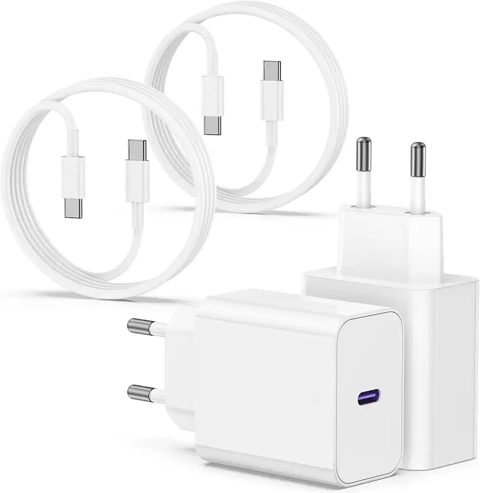 USB C Ladegerät 20W mit Ladekabel für iPhone 17 16 15/17 16 15 Pro/17 16 15 Pro Max/17Air/16 15 Plus,2Pack USB C Schnellladegerät Power Adapter Netzteil Stecker mit Schnellladekabel 2M für iPad Pro
