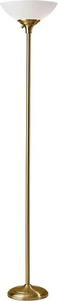 Adesso Dual-Socket Floor Lamp, Antique Brass & White, 3-Way, 71”