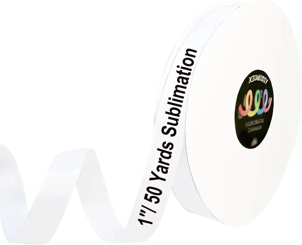 Heat Transfer White Webbing 25mm/1 Inch Wide 50 Yards Polyester Blank Strap Printable Roll for Sublimation Lanyards