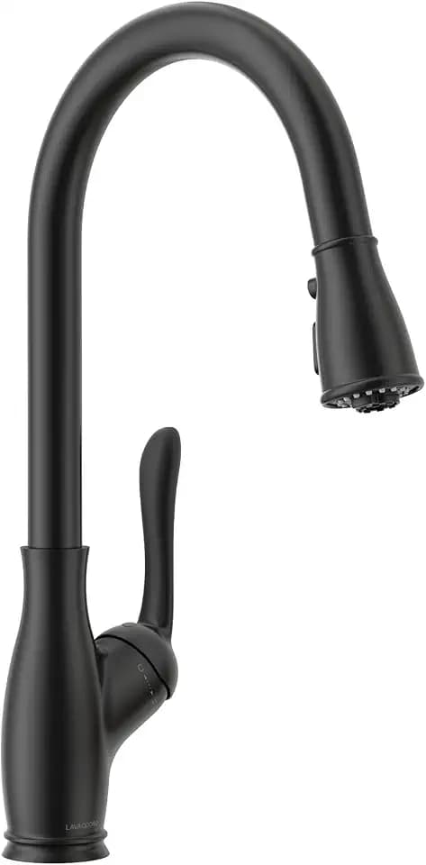 Lava Odoro Black Kitchen Faucet with Pull Down Sprayer, Matte Black Faucet