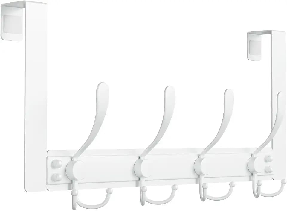 Heavy Duty Over The Door Towel Rack for Bathroom, White Door Towel Hanger