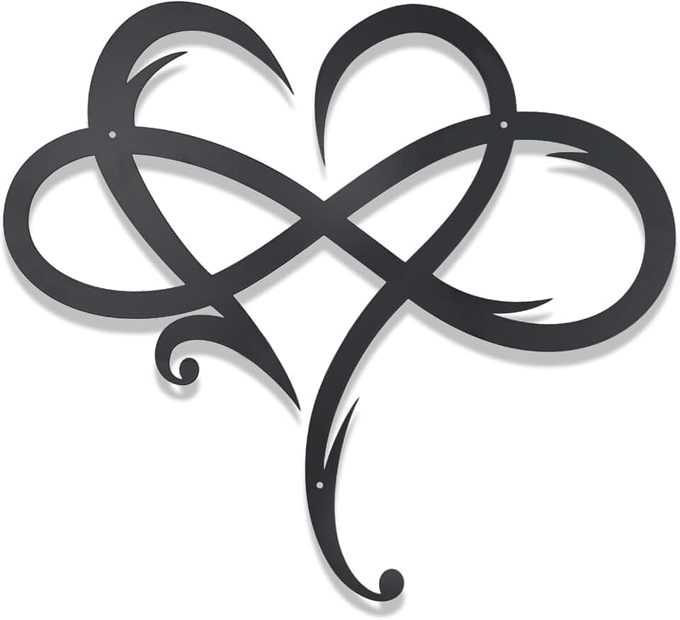 OYEFLY Infinity Heart Metal Wall Decor,Infinity Heart Wall Decor for Room Living,Wedding Decor (Black, style1 23.6 x 20.6in)