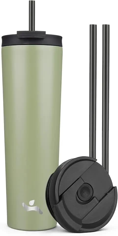 Konokyo 34 oz Insulated Tumbler Water Bottle with Straw Lid, ArmyGreen