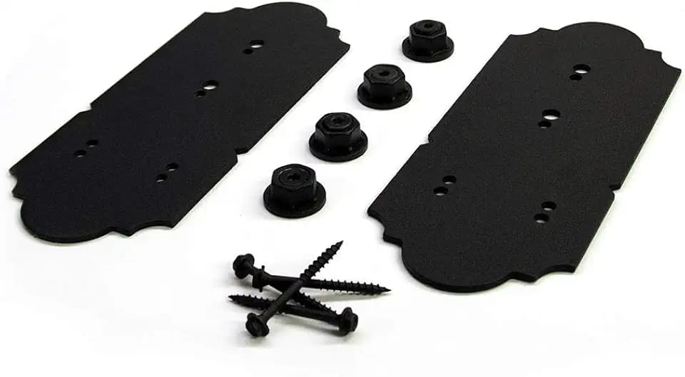 OZCO Laredo Sunset Post to Beam Flush Connector, 8in, 2 Pack, Black
