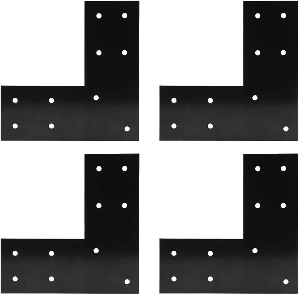 CNQLIS 4PCS Flat L-Shape Tie Plates for 4x4 Post, 11-Gauge Corner Brace