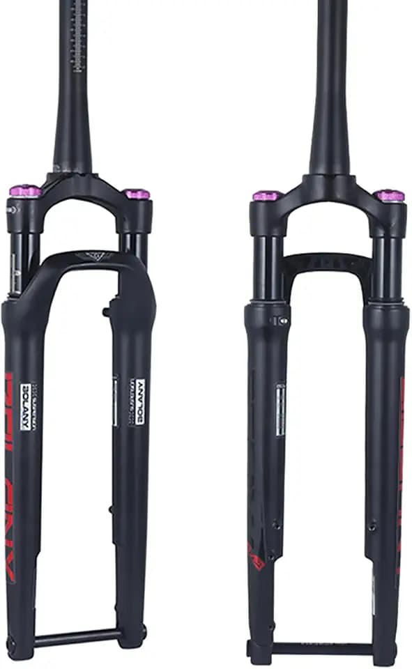 BOLANY Road Bike Suspension Fork 60mm Travel 700C Off-Road Disc Brake XC Air Fork Manual Lock 100 * 12mm Thru Axle Bike Shock