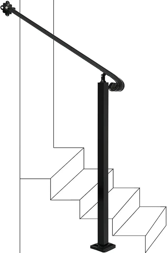 Adjustable Handrail 1-3 Step,Wall&Floor Mounted Wrought Iron Handrail