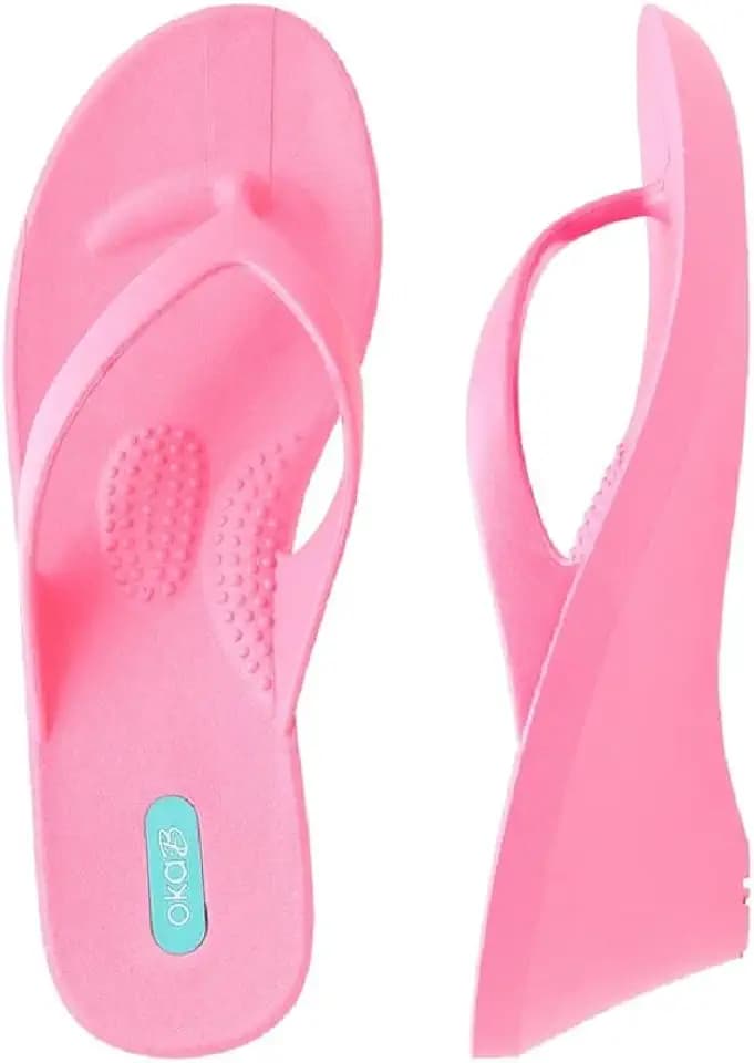 Oka-B Women's Kylie Flip Flop with Wedge Heel,Electric Pink, Medium Large, Size 8-9 M