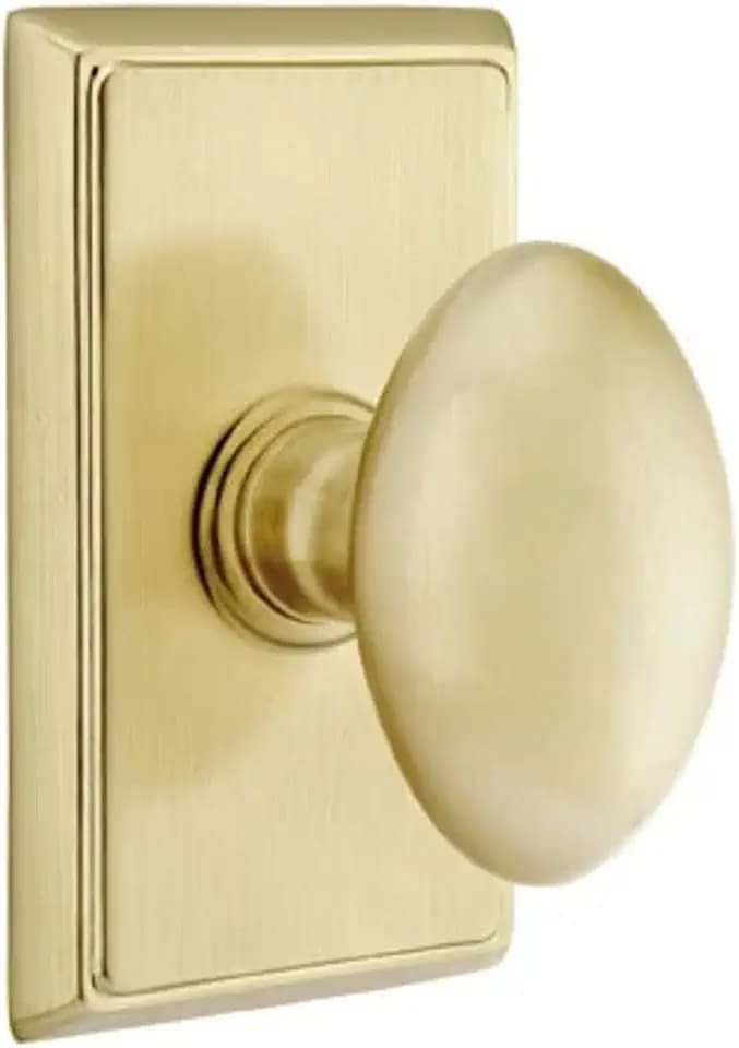 Emtek Passage Set, Rectangular Rosette, Egg Knob (Satin Brass)