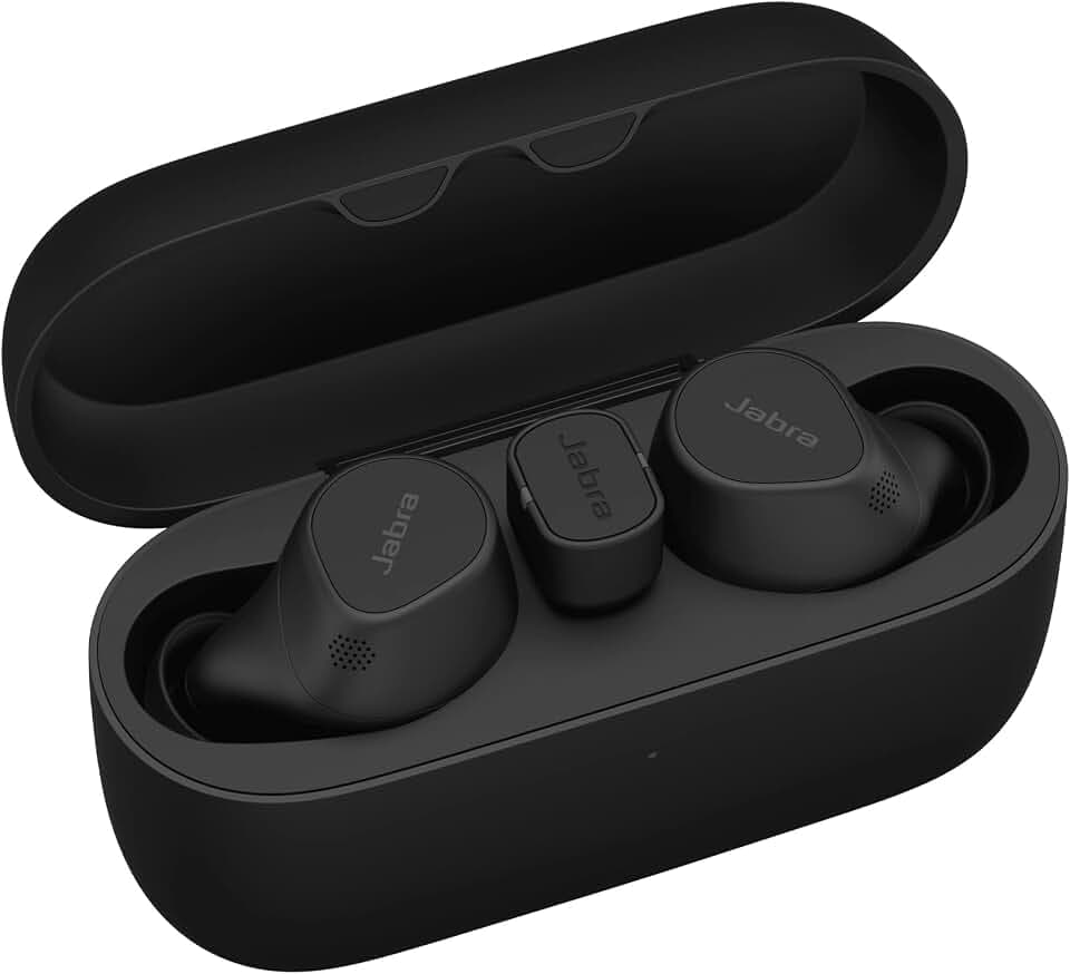 Jabra Evolve2 Buds True Wireless In-Ear-Bluetooth mit aktiver Geräuschunterdrückung (ANC) und MultiSensor Voice-Technologie – zur Nutzung mit Online-Meeting-Apps zertifiziert – Schwarz
