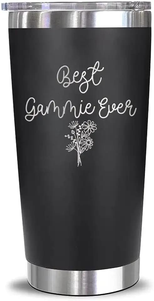 GreenStar Gifts Floral Gammie Mug - 20oz Insulated Tumbler - Black