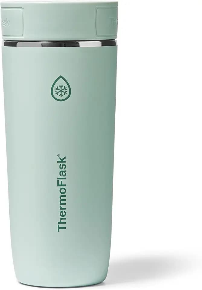 ThermoFlask Stainless Steel Travel Coffee Tumbler with Sip-N-Lok Auto-Seal Lid (16 oz, Sage Green) - Leakproof Insulated Mug for Coffee & Tea