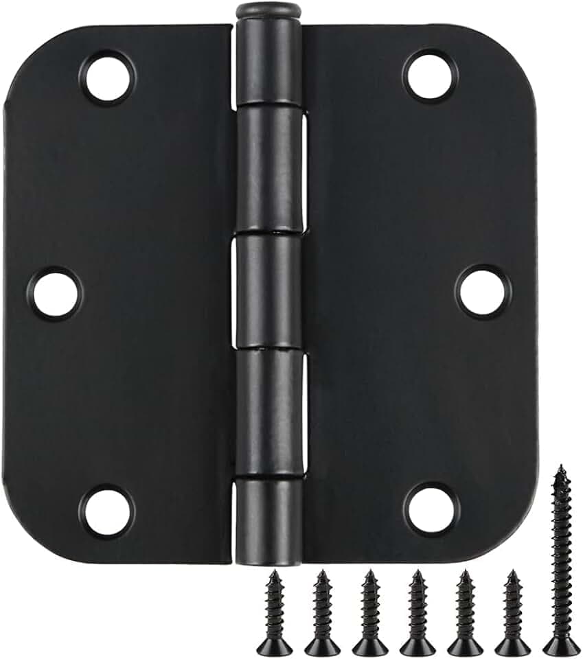 TDCHINGES Rounded Matte Black Door Hinges 3.5 Inch 5/8" Radius No Squeak