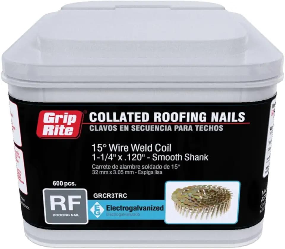 Grip Rite GRCR4DGAL 1-1/2" by 15° Galvanized Coil Roofing Nail (7, 200per Box)