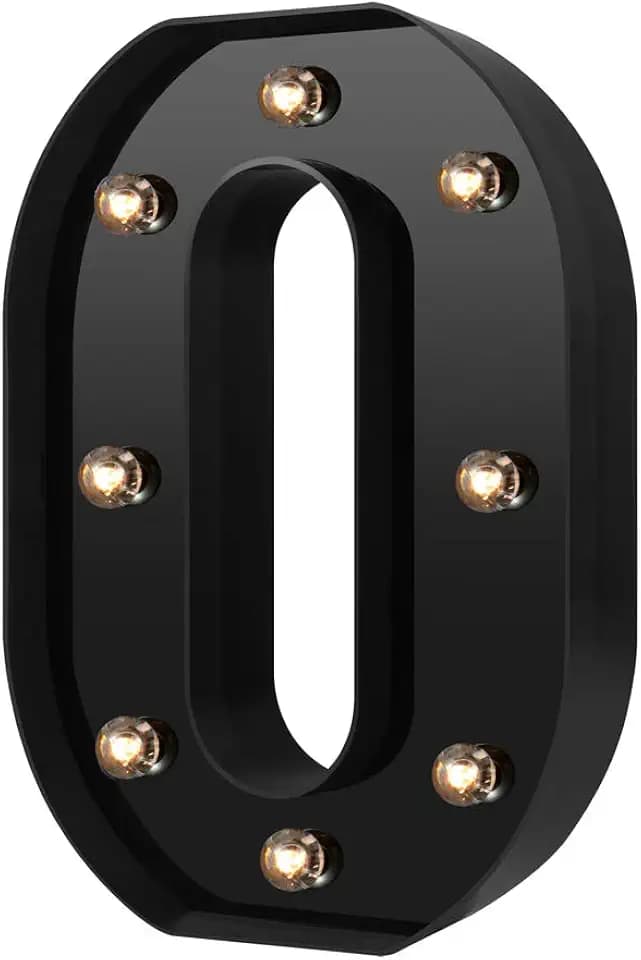 Adorn Life Led Letters Numbers Lights 26 Alphabet & Arabic Numerals 0-9 Black Decorative Marquee Lamps for Events Wedding Party Birthday Home Bar(Cool Black 0)
