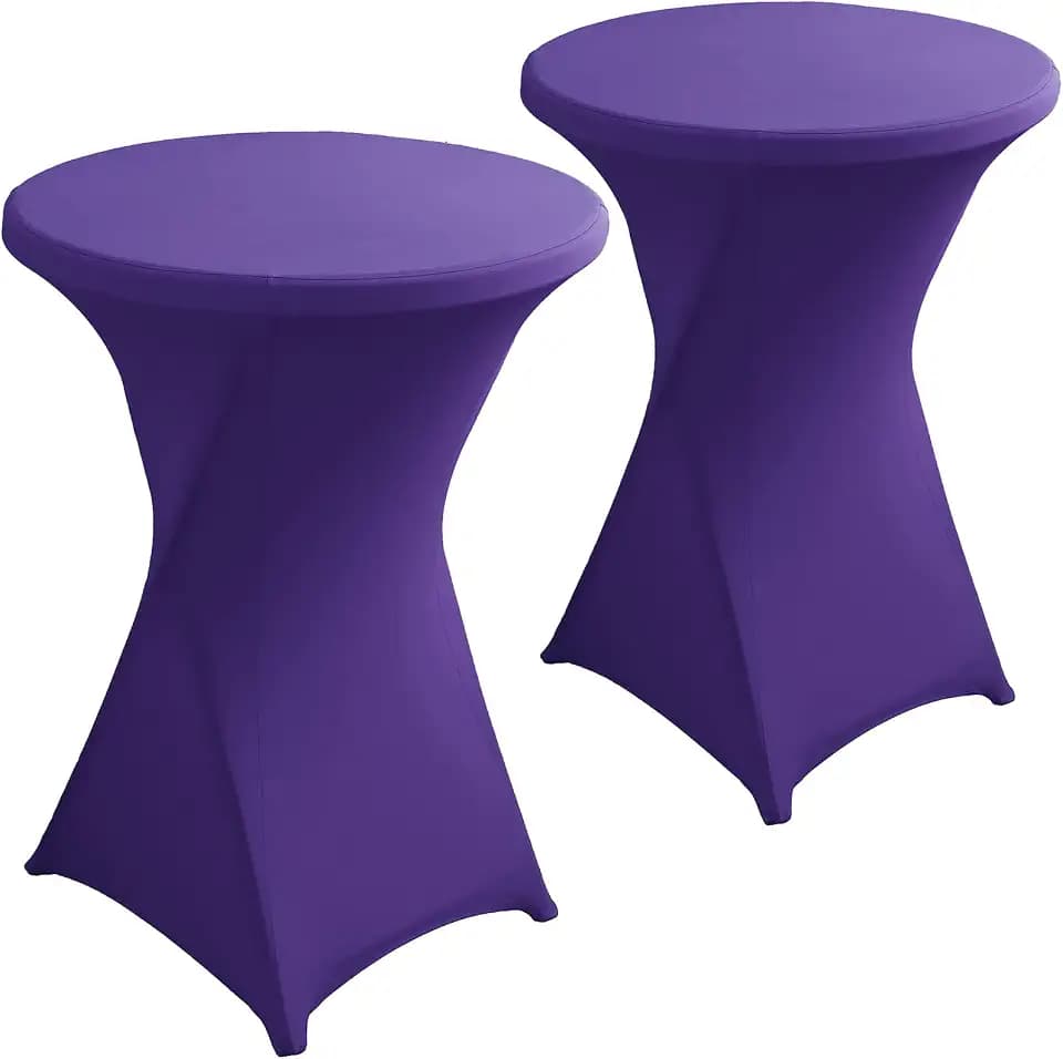Cocktail Table Covers, 2 Pack 32x43 Inch Round High Top Tablecloth, Purple