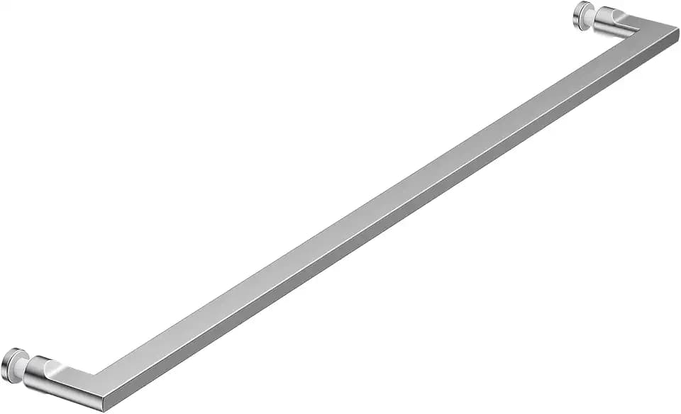 Ranbo 20 Inch Square Tube Shower Door Towel Bar Handle, Brushed Nickel