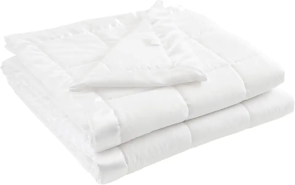 Madison Park Down Alternative King Size Blanket for Bed, Satin Trim, White