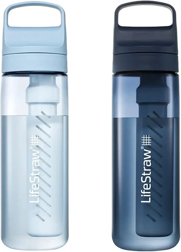 LifeStraw Go Series Water Bottle, Icelandic Blue/Aegean Sea, 22 oz, 2PK