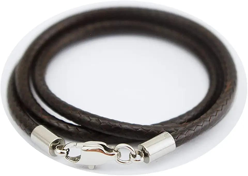 Glory Qin 3mm Wax Wire Leather Cord Chain Stainless Steel Squared Lobster Clasps Necklace Rope Chain 16 TO 28 Inch (Dark Brown, 20 Inches)