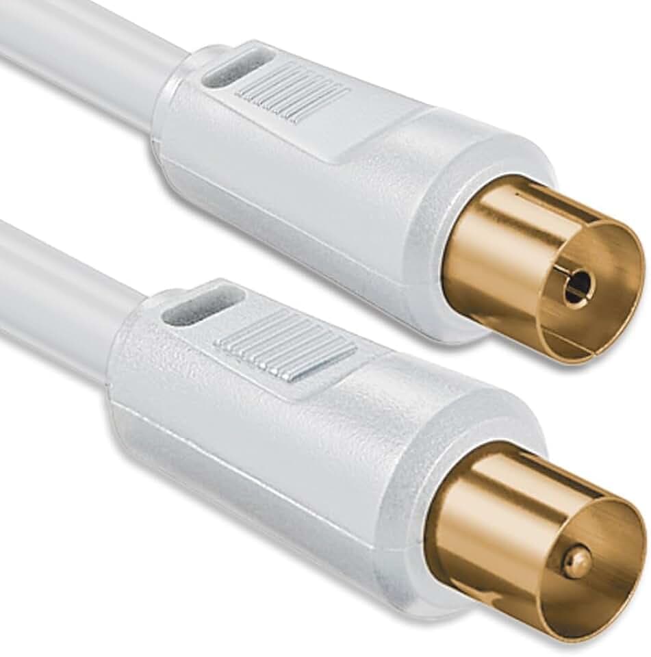 1aTTack.de 1x 10m TV Antennenkabel Koax-Stecker/Buchse 85dB Weiß