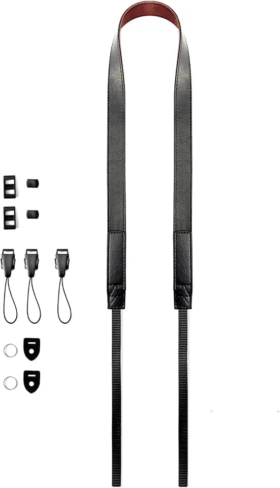 Kameragurt Kamera Tragegurt Leder schmal für Fernglas kamera Band,Schwarz