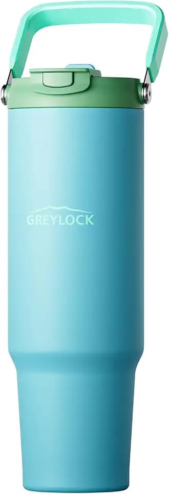 40 oz Insulated Tumbler with Top Handle, 2-in-1 Flip Straw & Spout Lid