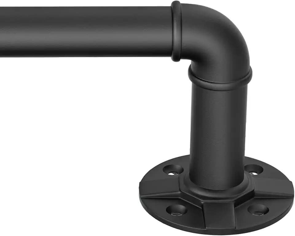 Heavy Duty 1 Inch Adjustable Blackout Black Curtain Rod 120-170 Inch | Wrap Around for Windows, Indoor/Outdoor Room Divider