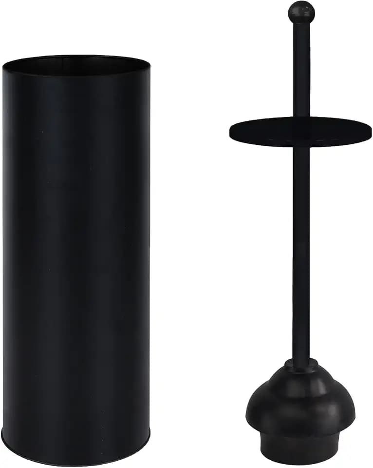 Toilet Plunger with Holder for Bathroom - Deep Cleaning - Heavy Duty - Strong Efficient Suction Cup - Household Essentials - Household Supplies, Matte Black