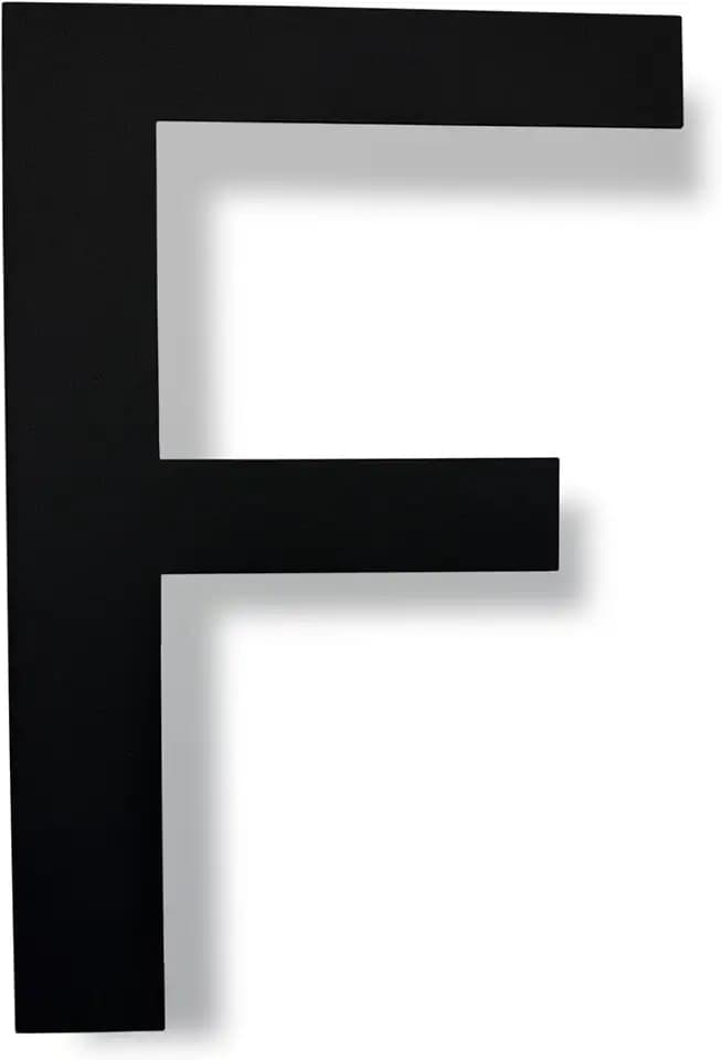 Cobata Modern House Letters for Outside-12 Inch High Stainless Steel Home Address Letter/Floating Appearance/Easy to Install/Black/Letter F