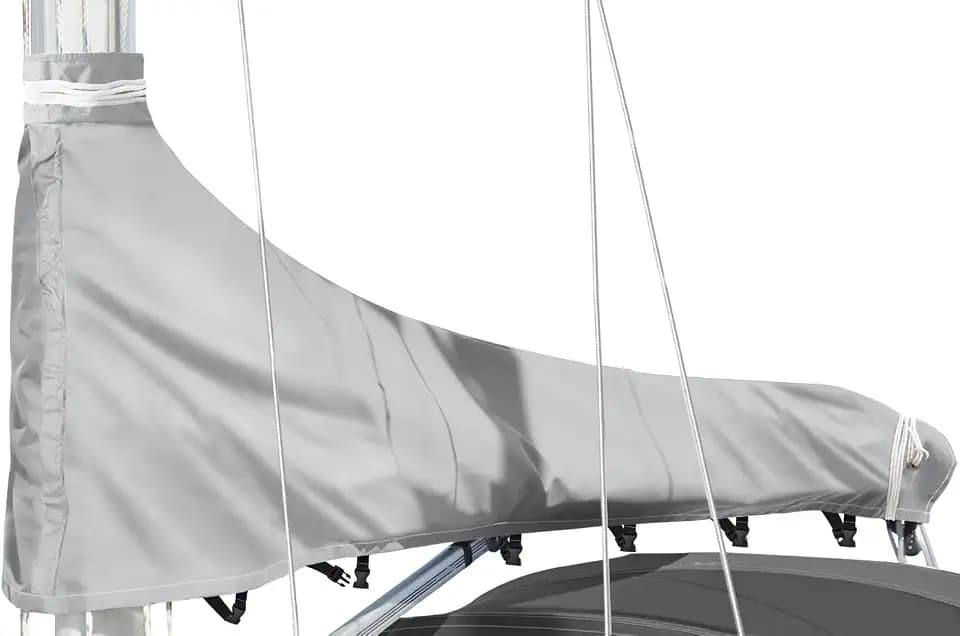 Mainsail Boom Cover,1200D Waterproof Heavy Duty Sailboat Mainsail Cover UV Protection,Solution-Dyed Boom Cover for Sailboat with Storage Bag,Weather-Resistant,Fits Length 14'-16',Gray